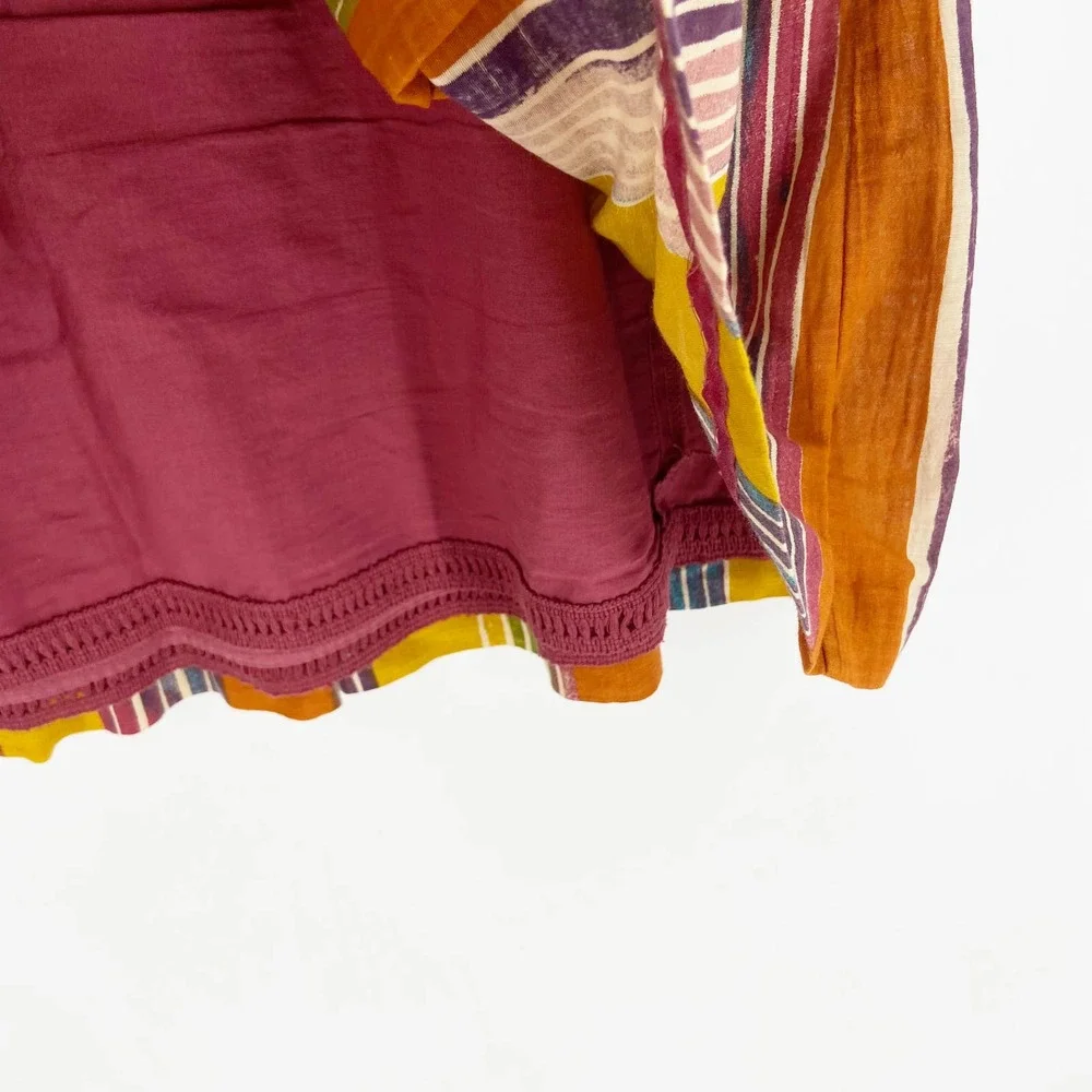 Edme & Esyllte Anthropologie Multicolor Cotton Striped A-Line Skirt Size 10